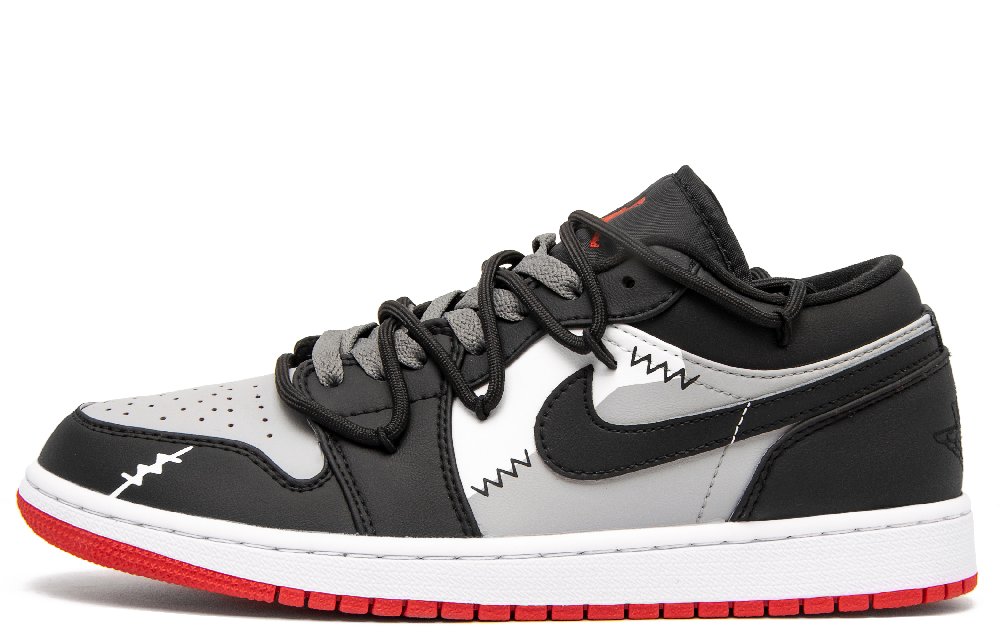 Jordan Air Jordan 1 Moonlit Plan Anti-Slip Wear-Resistant Low-Top Vintage Basketball Shoes Men's Black White Gray