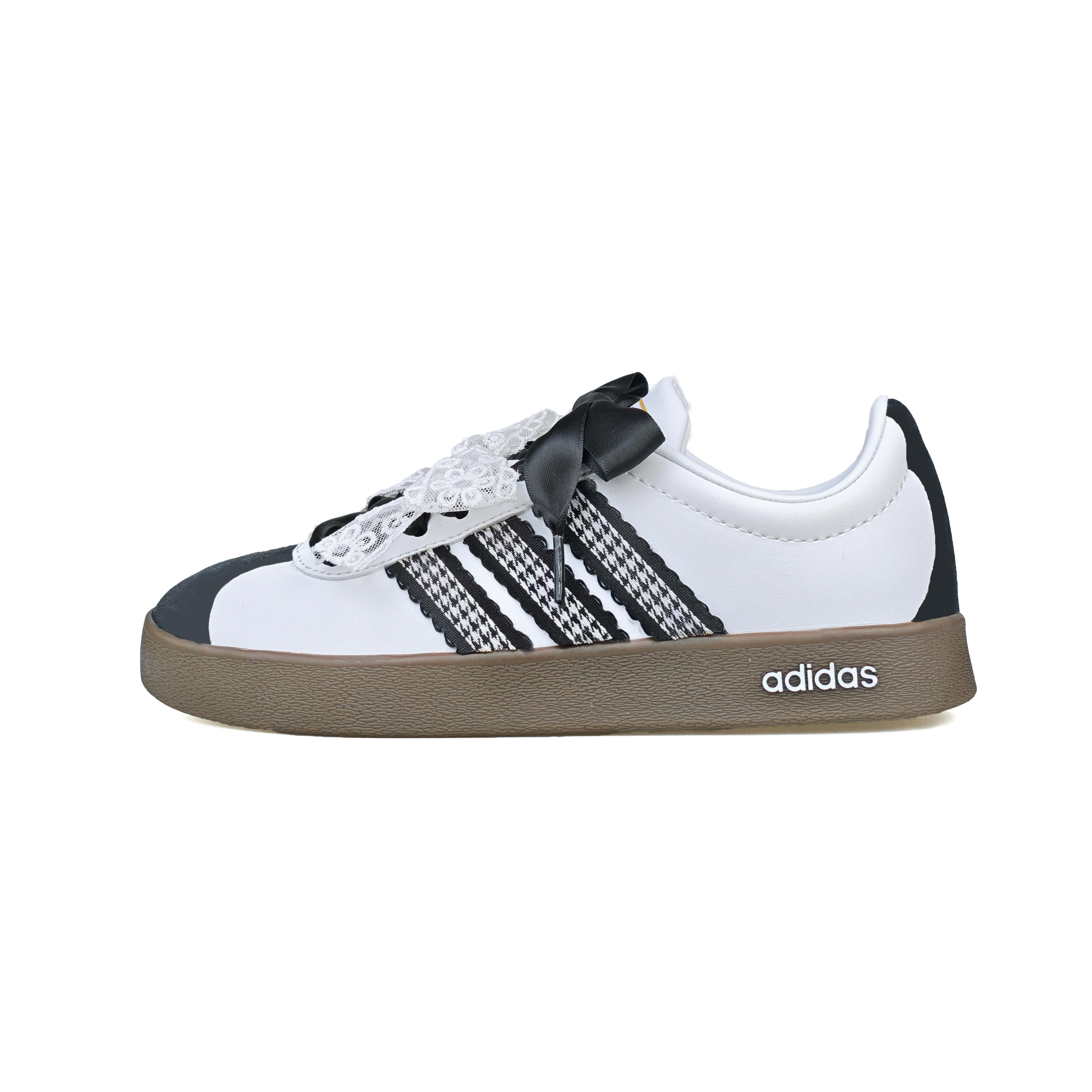 Adidas Vl Court Classic Black White Plaid Lace Low top Skateboard Shoes Unisex White