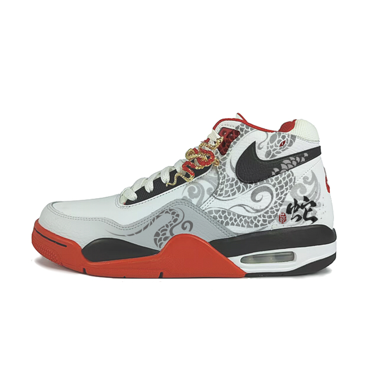 Nike Flight Legacy Wear-Resistant Slip-Resistant Mid-Top Vintage Basketball Shoes Unisex Red White