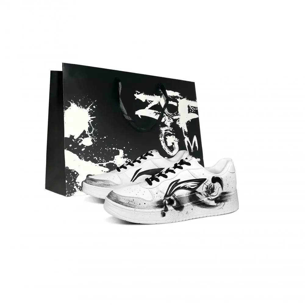 LiNing Pontoon Boats Anti Slip And Wear Resistant Height Increasing Low top Skateboard Shoes Men's Black White