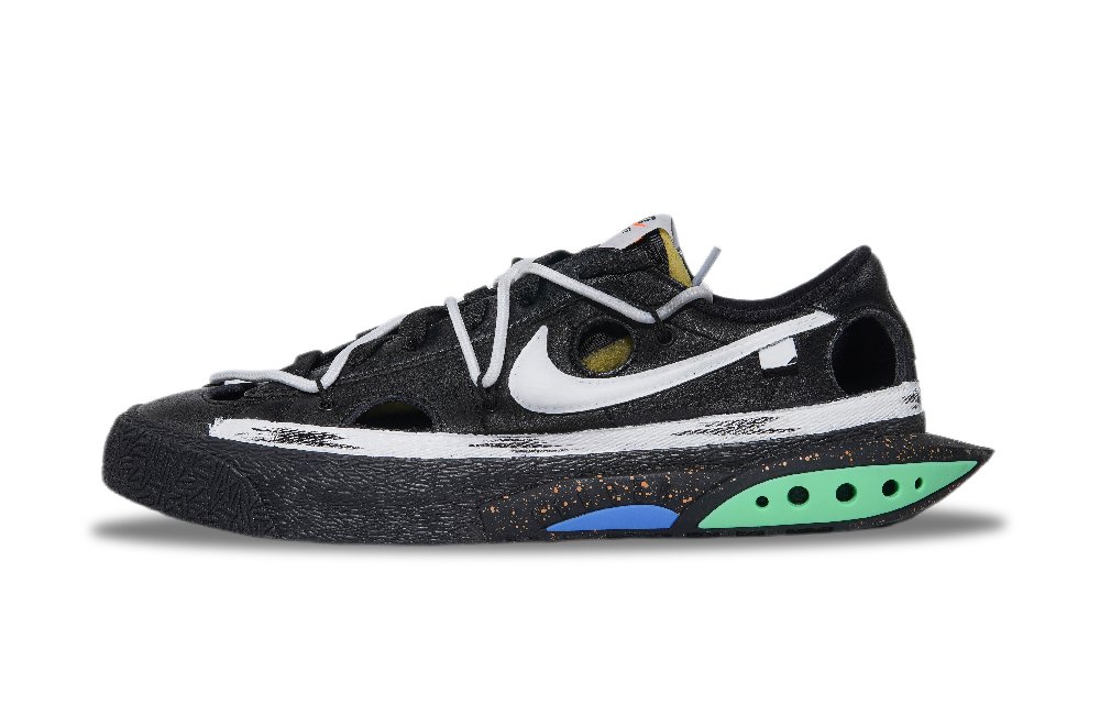 OFF WHITE x Nike Blazer Black Rock Abrasion Resistant Low Top Skateboard Shoes Unisex Black