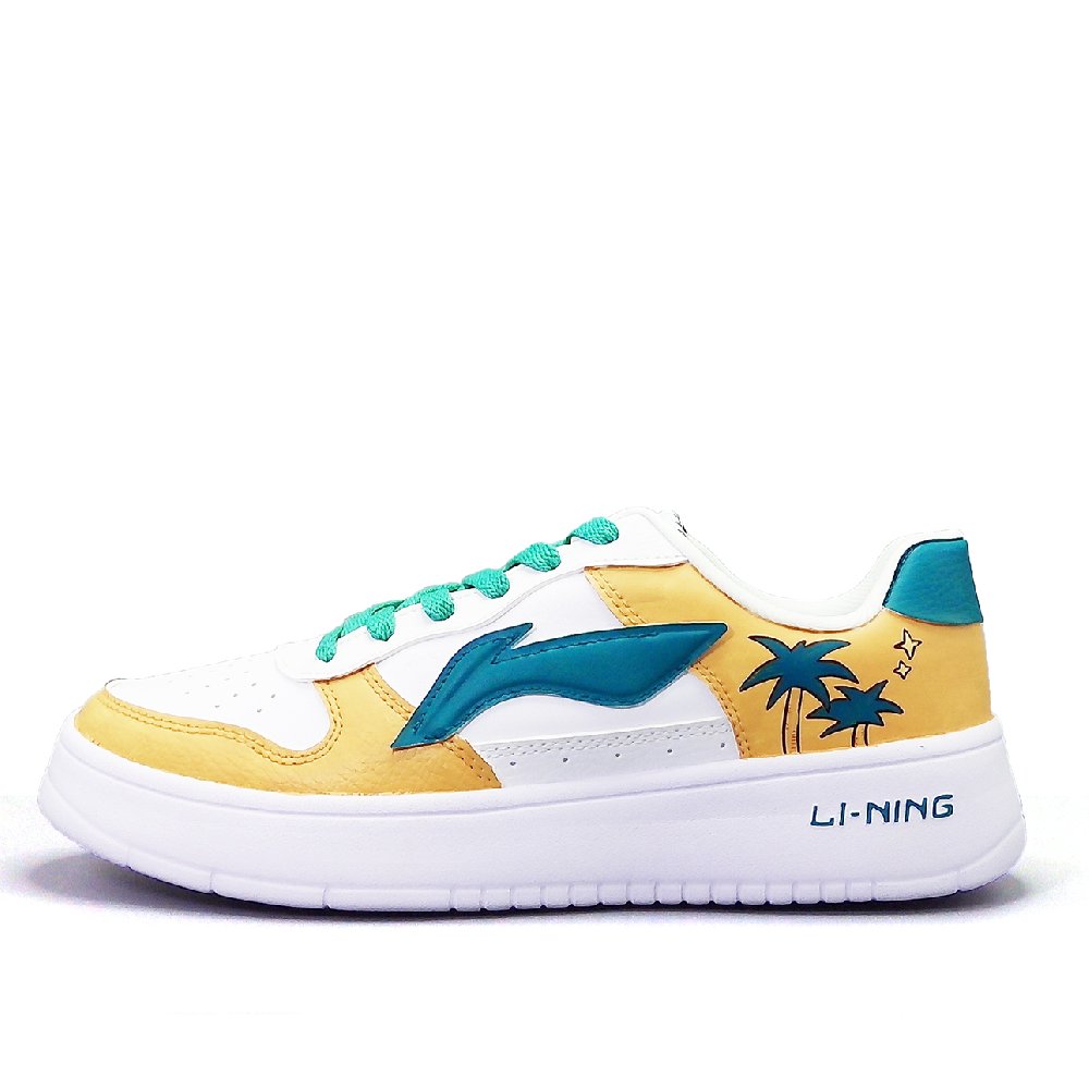 LiNing Pontoon Boats Abrasion Resistant, Lightweight, And Breathable Low Top Skateboard Shoes Unisex White Yellow
