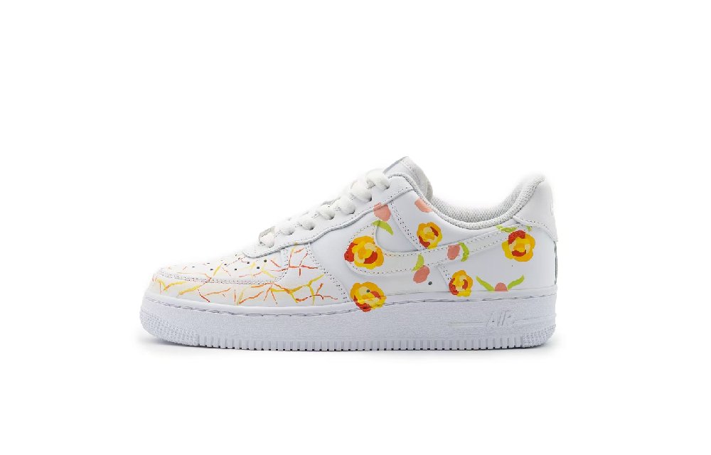 Nike Air Force 1 Anti-Slip Wear-Resistant Low-Top Skateboard Shoes Women's White Yellow