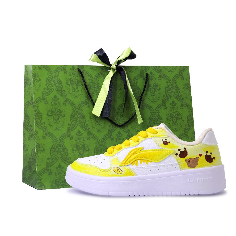 LiNing Pontoon Boats Cushioning, Lightweight, Breathable Low Top Skateboard Shoes Unisex White Yellow Brown