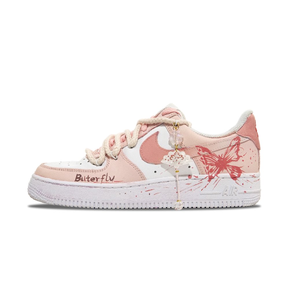 Nike Air Force 1 Abrasion Resistant Slip Resistant Low Top Skateboard Shoes Women's Pink White