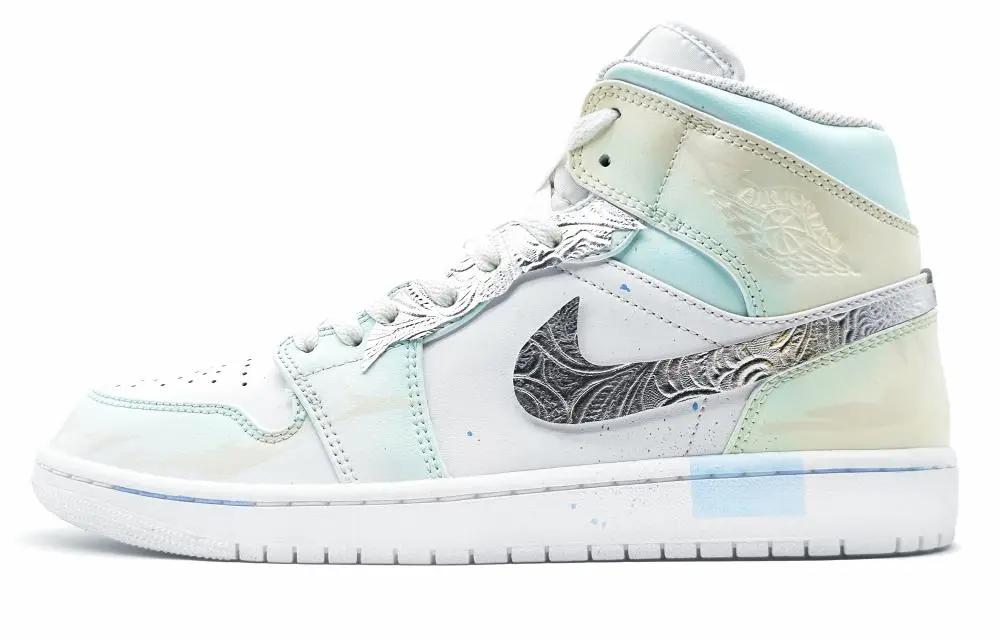 Jordan Air Jordan 1 Vintage Basketball Shoes Men's Mid top White Cyan