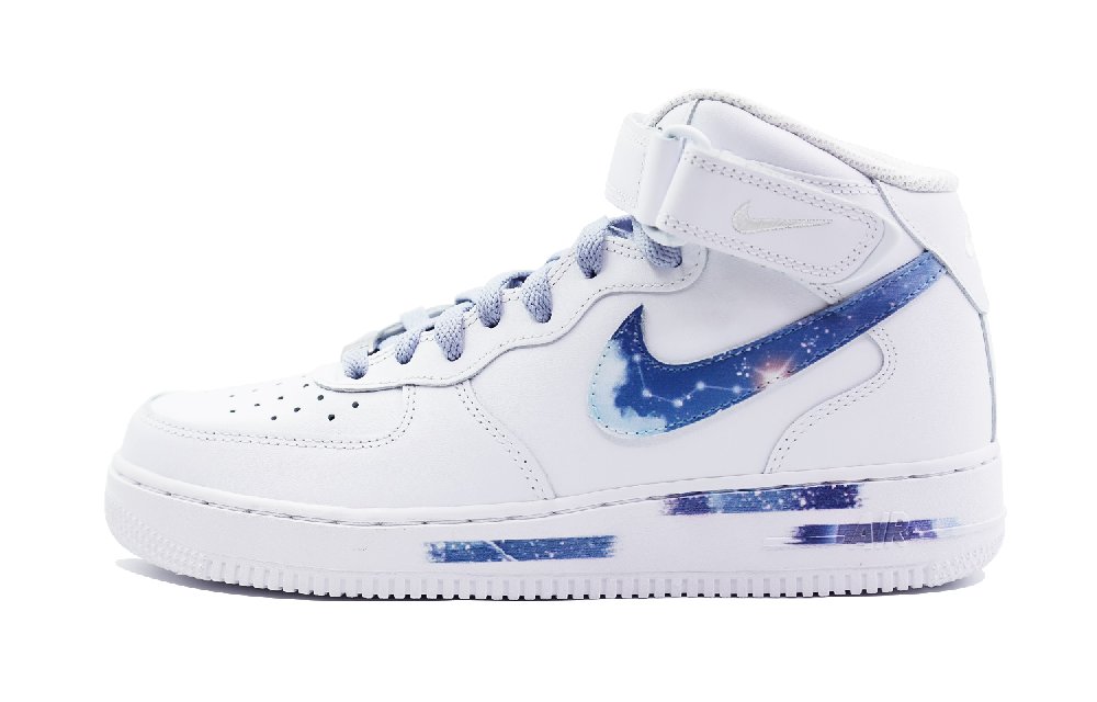 Nike Air Force 1 Mid-Top Skateboard Shoes Men's White Blue