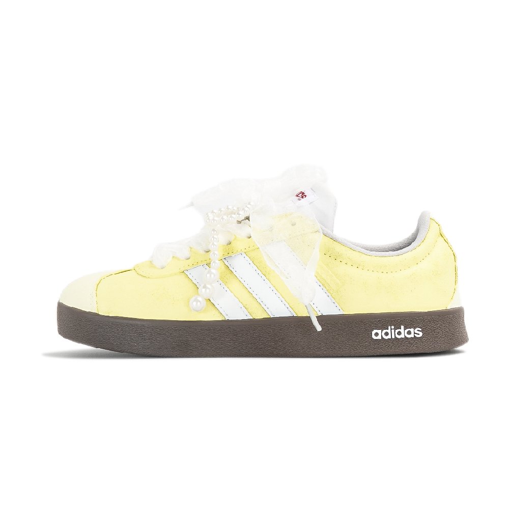 Adidas VL COURT 2.0 Abrasion Resistant Low Top Skateboard Shoes Unisex Yellow