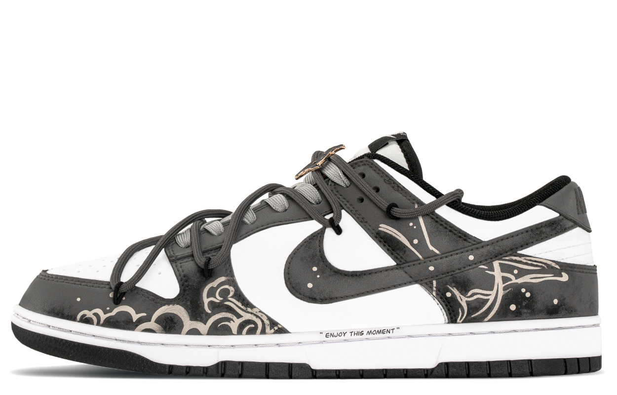 Nike Dunk Starry Whale, Special Box, Trendy Graffiti Abrasion Resistant Low top Skateboard Shoes Men's Black Gray
