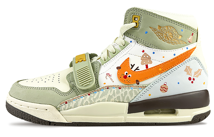 Jordan Legacy 312 Cushioned Wear-Resistant Slip-Resistant High-Top Vintage Basketball Shoes Women's Yellow White Green