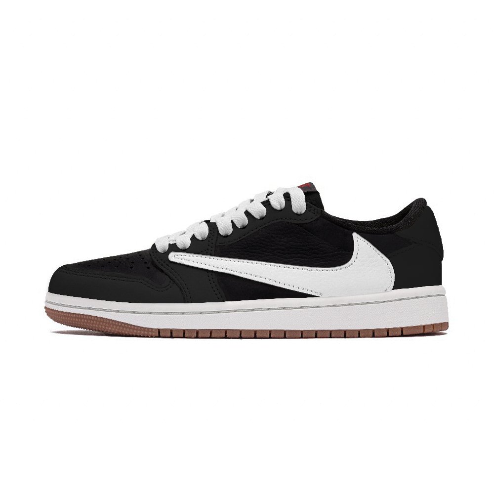 Travis Scott x Jordan Air Jordan 1 Low Top Vintage Basketball Shoes Unisex Black White