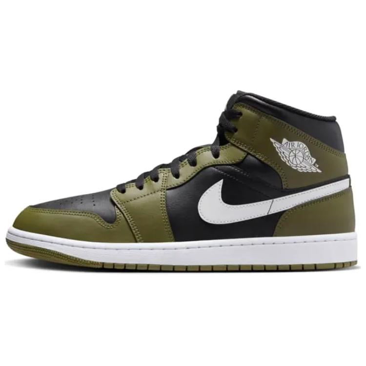 Jordan 1 Mid Black White Olive