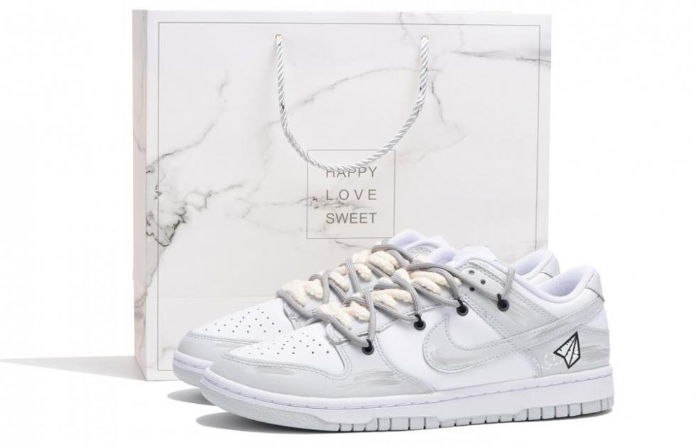 Nike Dunk Coverage Slip-Resistant Impact Resistance Wear-Resistant Low-Top Skateboard Shoes Men's Gray White