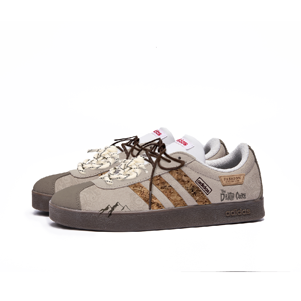 Adidas Neo VL Court 2.0 P.M.S Rock Vein Anti Slip Wear Resistant Low Top Skateboard Shoes Unisex Brown White