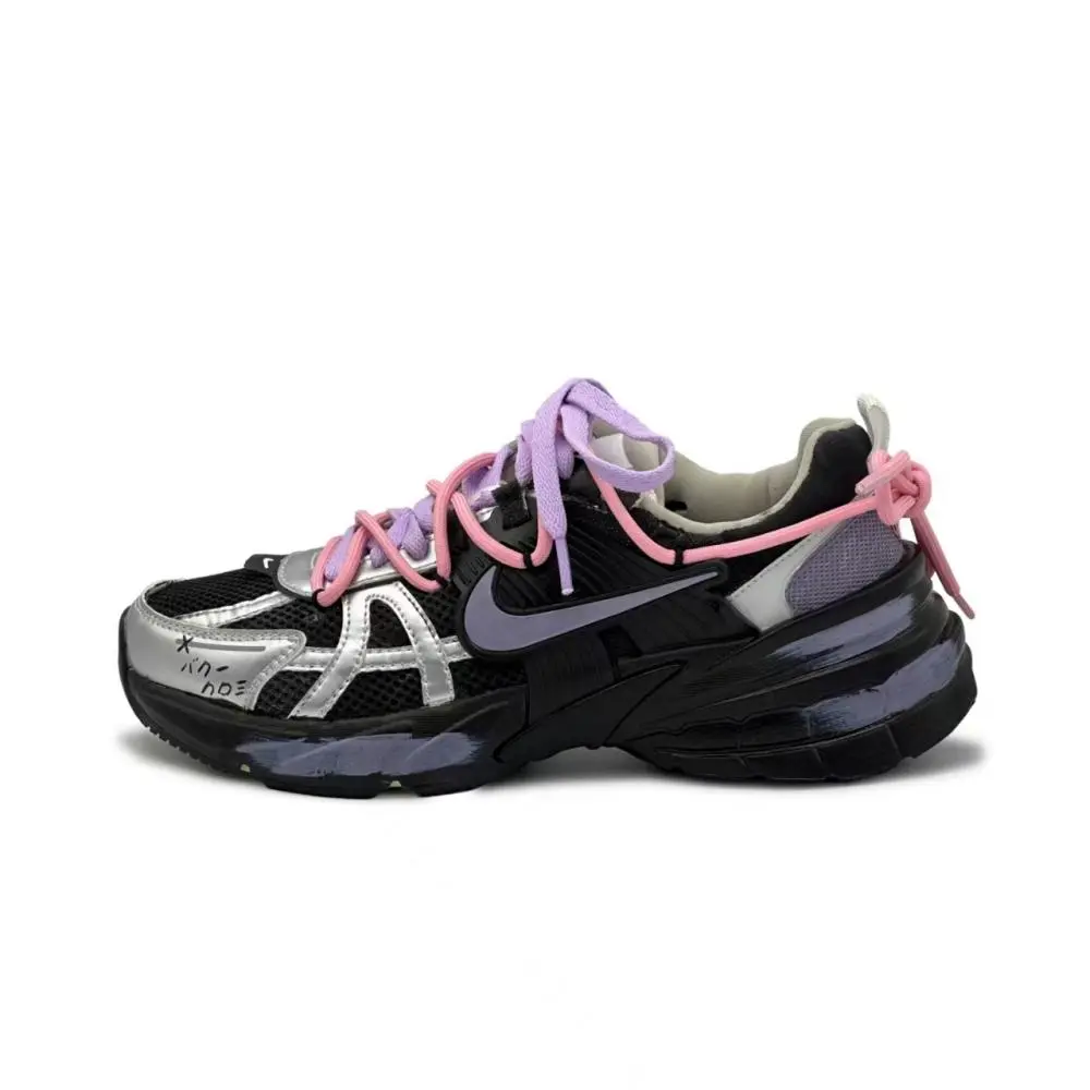 Nike V2K Run Slip Resistant Low Top Casual Running Shoes Women's Silver Black