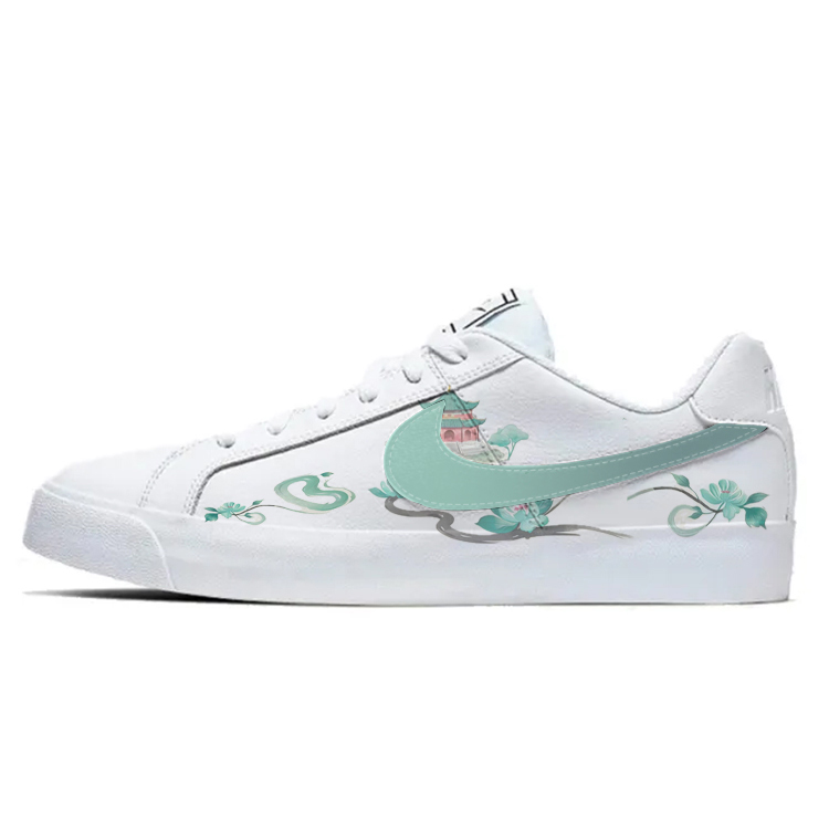 Nike Court Royale Low-Top Skateboard Shoes Unisex White Blue