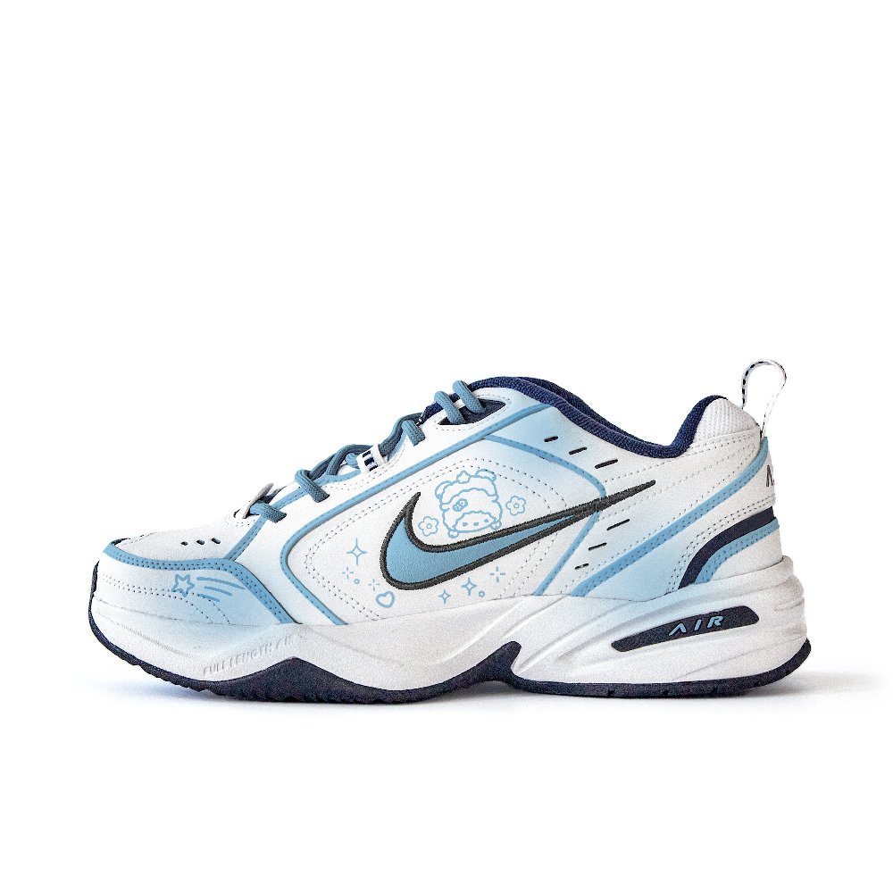 Nike Air Monarch 4 Anti Slip Wear Resistant Low Top Chunky Sneakers Unisex White Blue