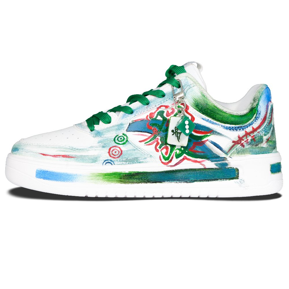 Anta Anti-Slip Wear-Resistant Low-Top Skateboard Shoes Men's White Green Blue