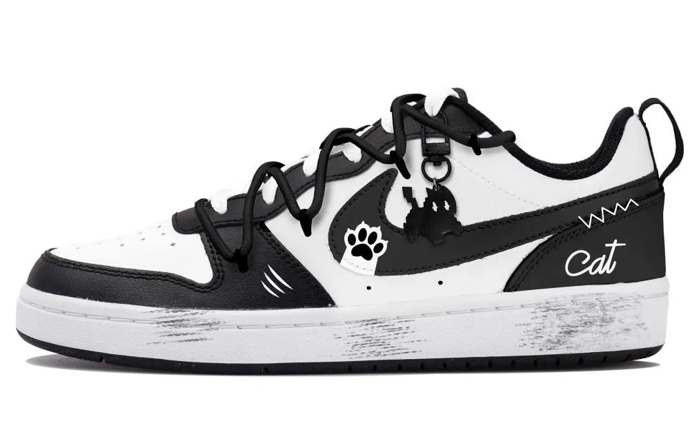 Nike Court Borough Low Slip Resistant Low Top Skateboard Shoes GS Black White