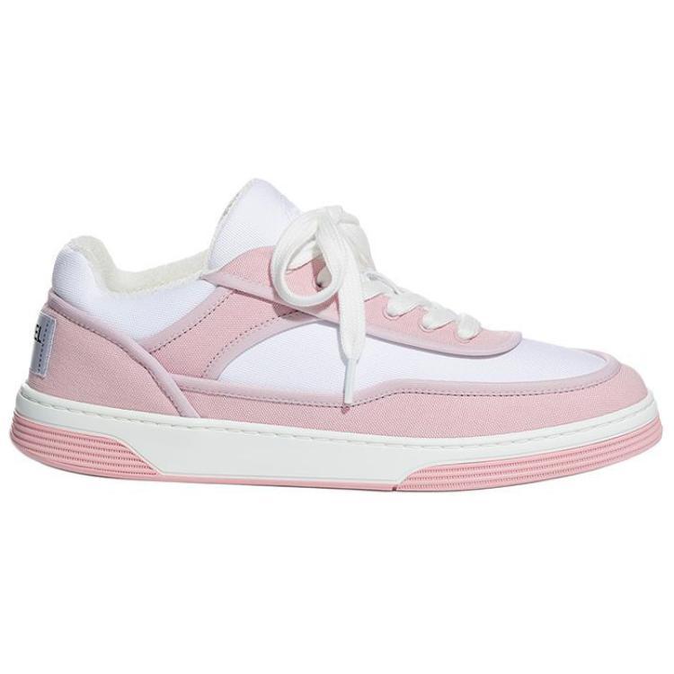 CHANEL Low Top Stylish Skateboarding Shoes Women's Pink White