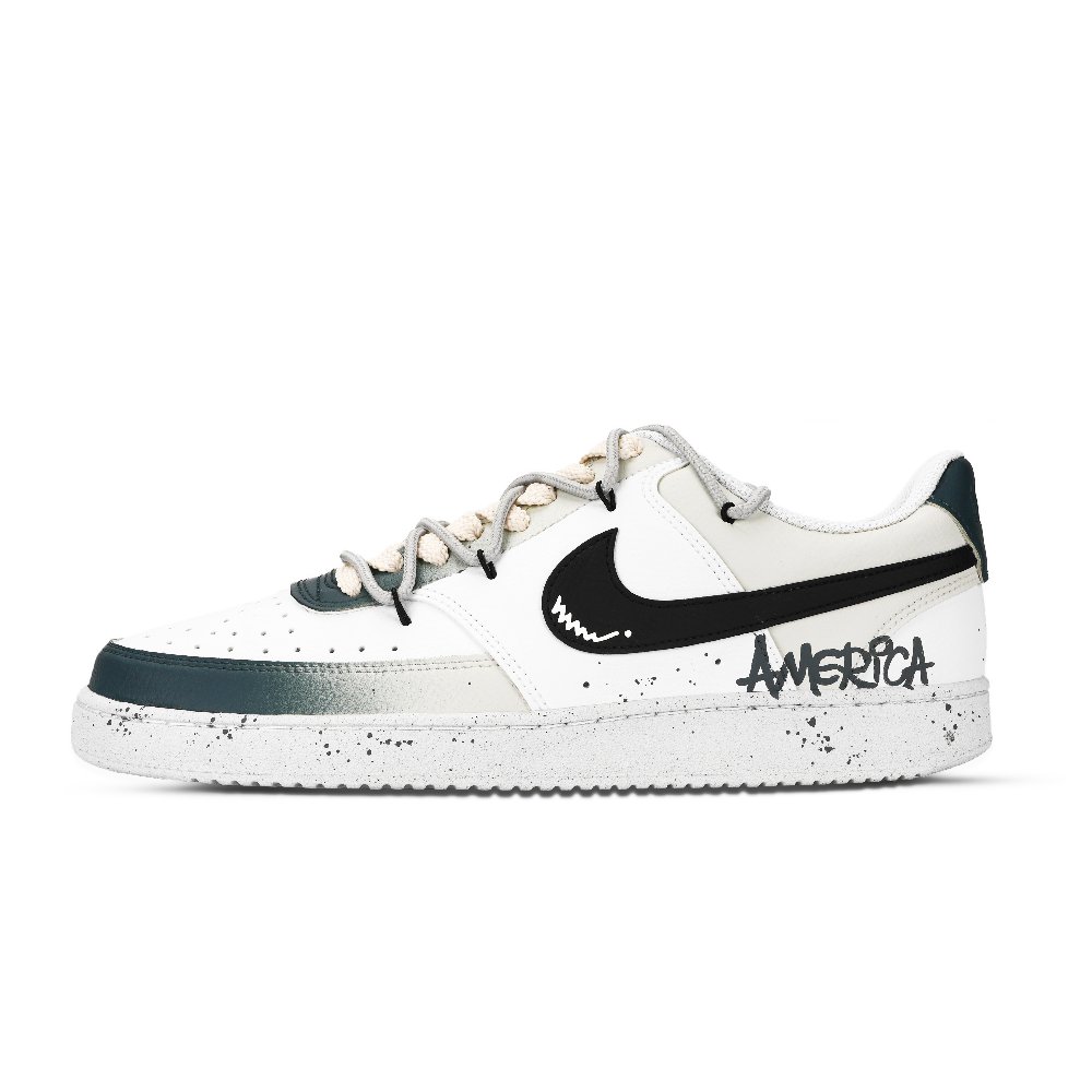 Nike Court Vision 1 Graffiti Carnival Abrasion Resistant Low Top Skateboard Shoes Unisex Black White Yellow