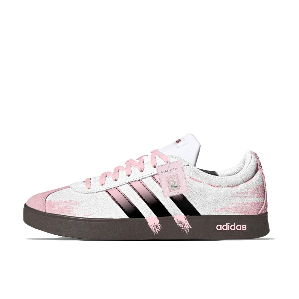 Adidas VL COURT 2.0 Eden Abrasion Resistant Low Top Skateboard Shoes Unisex Pink White