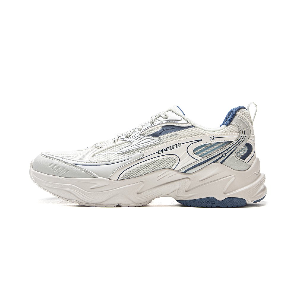 LiNing Meteor Cushioning, Slip Resistant, Abrasion Resistant Support Low Top Casual Shoes Men's White Gray Silver