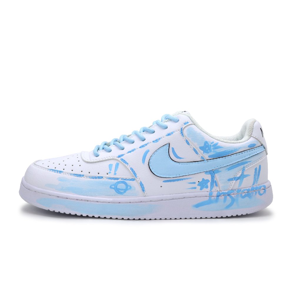 Nike Court Vision 1 Fresh Look Planet Coverage Abrasion Resistant Low Top Skateboard Shoes Women's Blue Basic