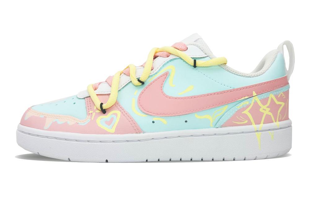 Nike Court Borough Impact Resistance Low Top Skateboard Shoes GS Pink Blue
