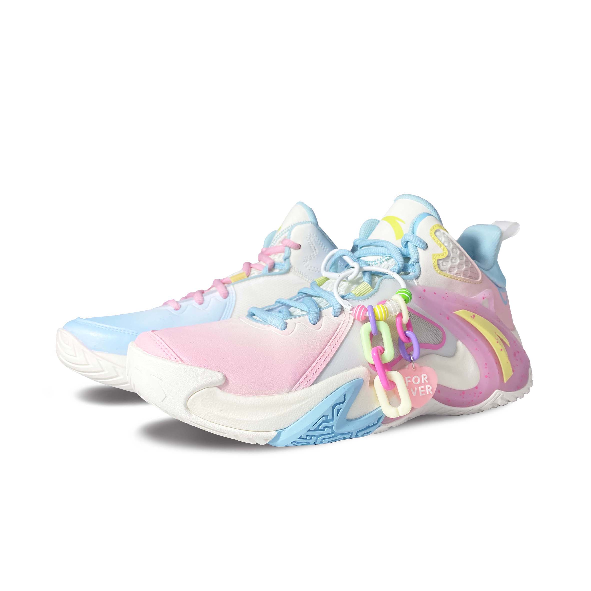 Anta Airspace 4 Slip Resistant, Abrasion Resistant, Breathable Low Top Basketball Shoes Men's Pink Blue Mismatched