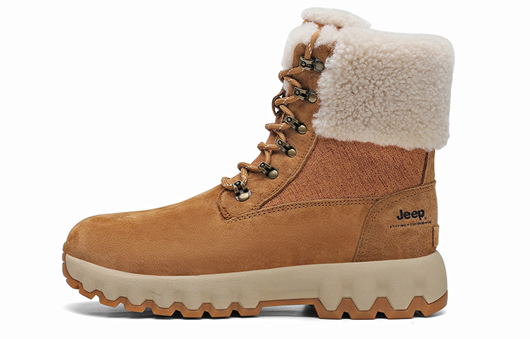 Jeep Warm Wear-Resistant Cushioning Height Increasing Slip-Resistant Coverage Balance Crew Snow Boots Unisex Brown