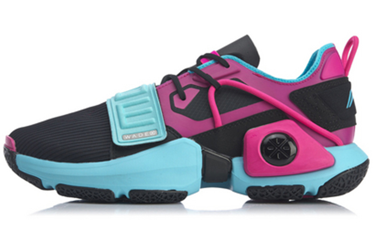 LINING Basketball Shoes Men Low-Top Black/Rose Red/Blue