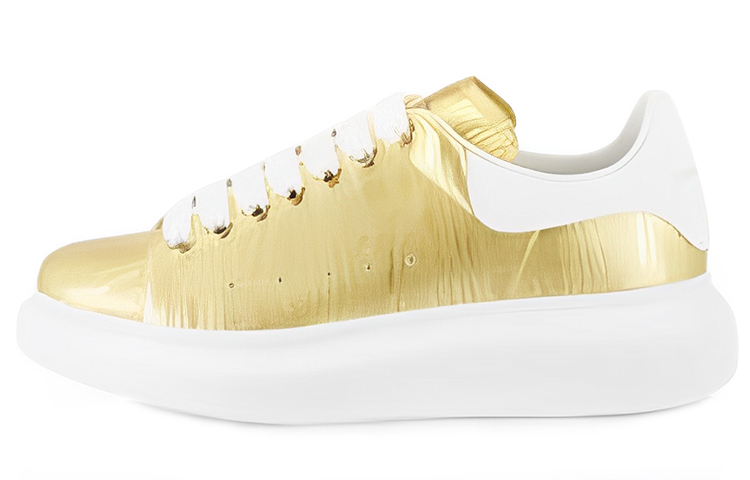Alexander McQueen Low-Top Skateboard Shoes Women's Gold White
