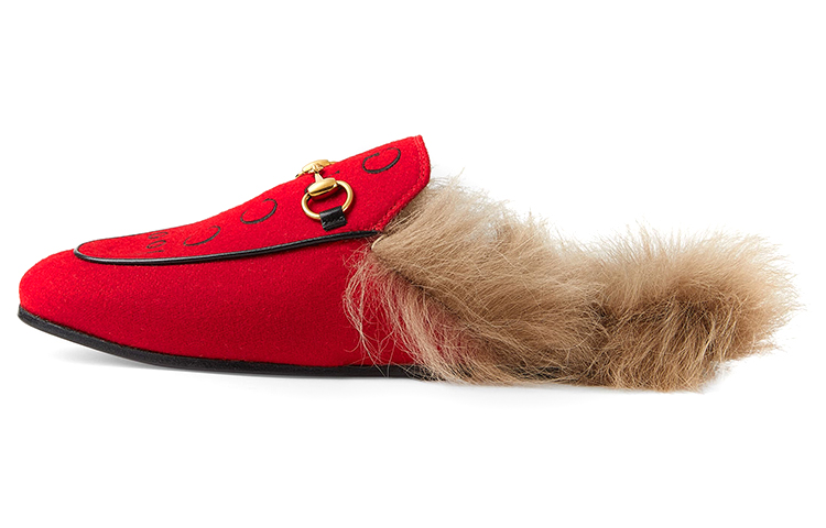 GUCCI 2015 Re Edition Princetown Closed Toe Slippers Women's Red