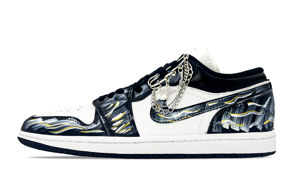Jordan Air Jordan 1 Abrasion Resistant Low Top Vintage Basketball Shoes Unisex Black