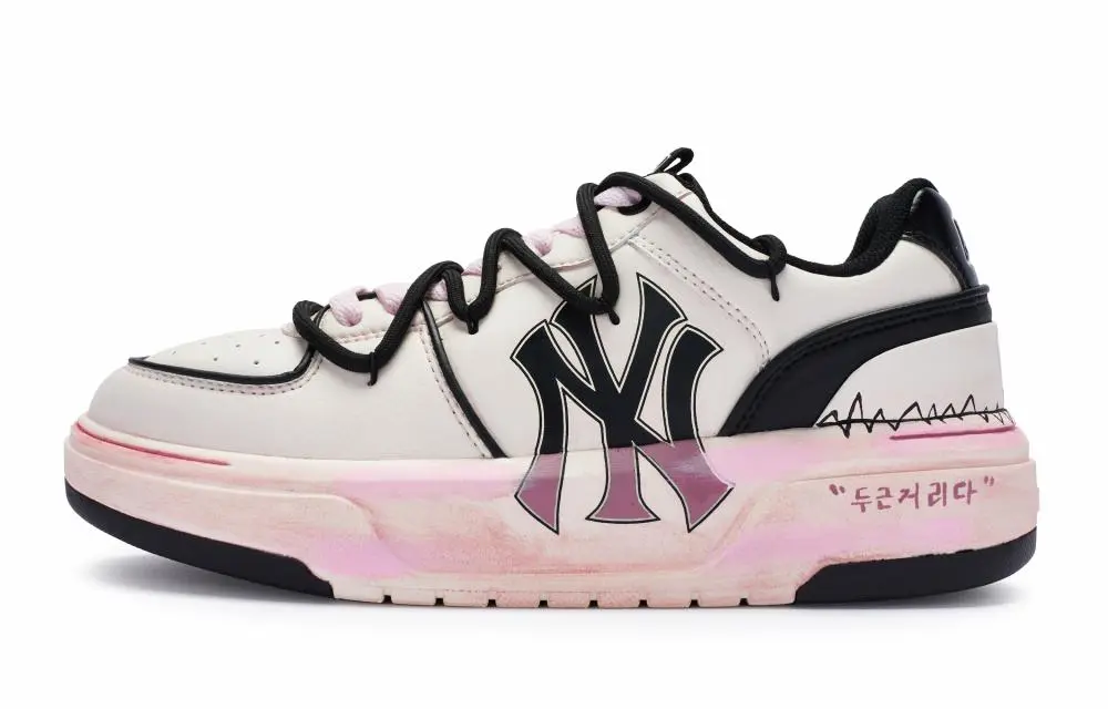 MLB Chunky Liner 811 Manufacturing Anti Slip Wear Resistant Low Top Skateboard Shoes Unisex Pink White