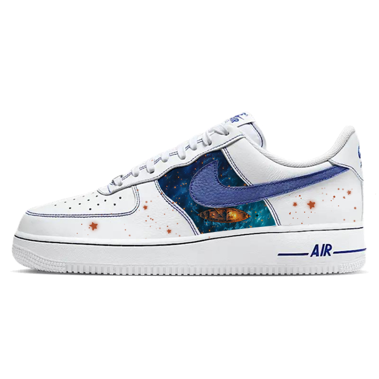 Nike Air Force 1 Slip Resistant Cushioning And Breathable Low Top Skateboard Shoes Unisex White Blue