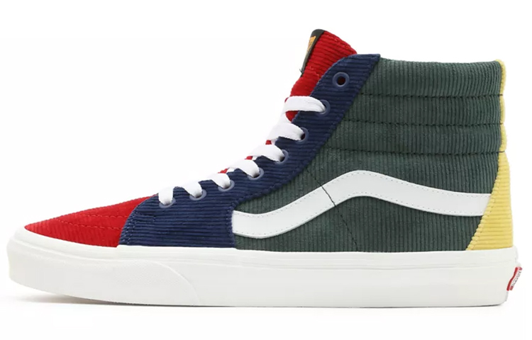 Vans Unisex Mixed Corduroy SK8 HI High Top Sneakers Green/Blue/Red