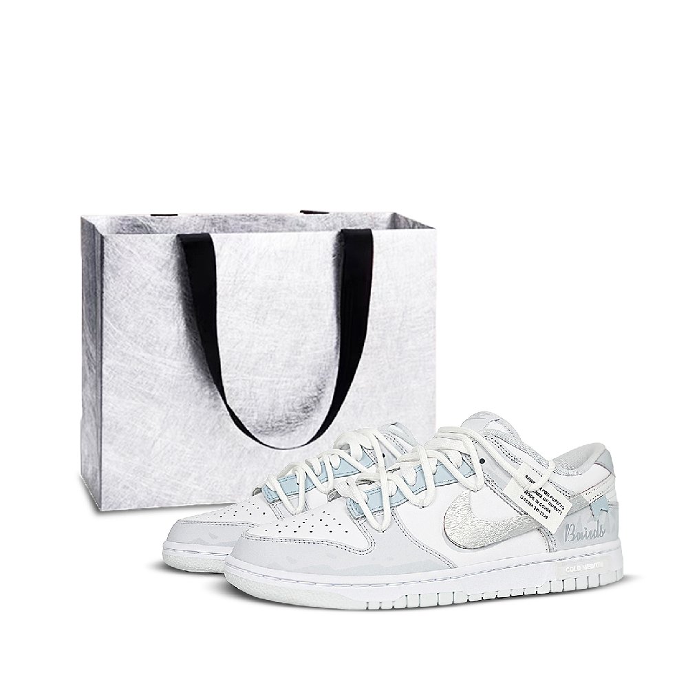 Nike Dunk Wear-resistant And Lightweight Low-Top Skateboard Shoes Unisex Light Gray Blue