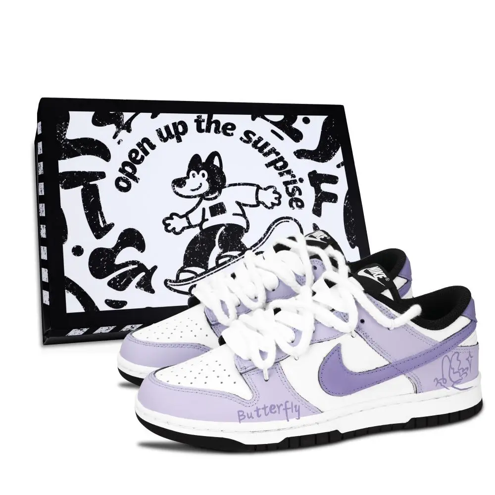 Nike Dunk Black White, Ni Diecuo Li Abrasion Resistant Low Top Skateboard Shoes Unisex Purple