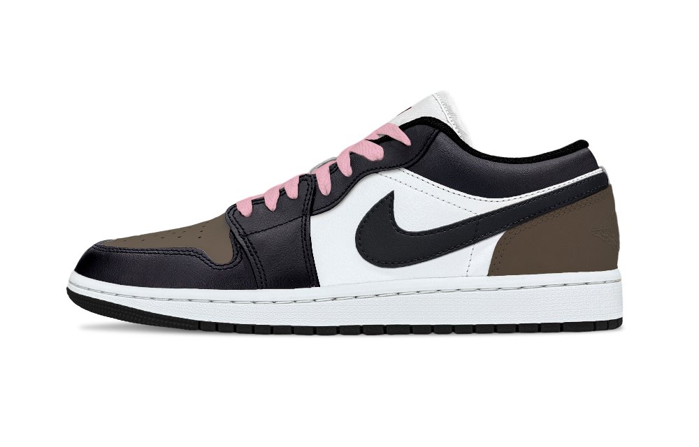 Jordan Air Jordan 1 Black Brown Toe Balance Low Top Vintage Basketball Shoes Unisex Khaki Black