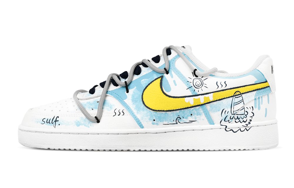 Nike Court Vision 1 Summer Surfing Abrasion Resistant Low Top Skateboard Shoes Men's Lake Blue