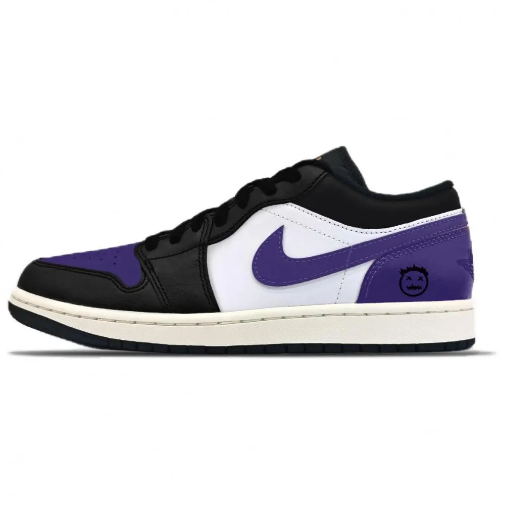 Jordan Air Jordan 1 Abrasion Resistant Vintage Basketball Shoes Unisex Purple Black