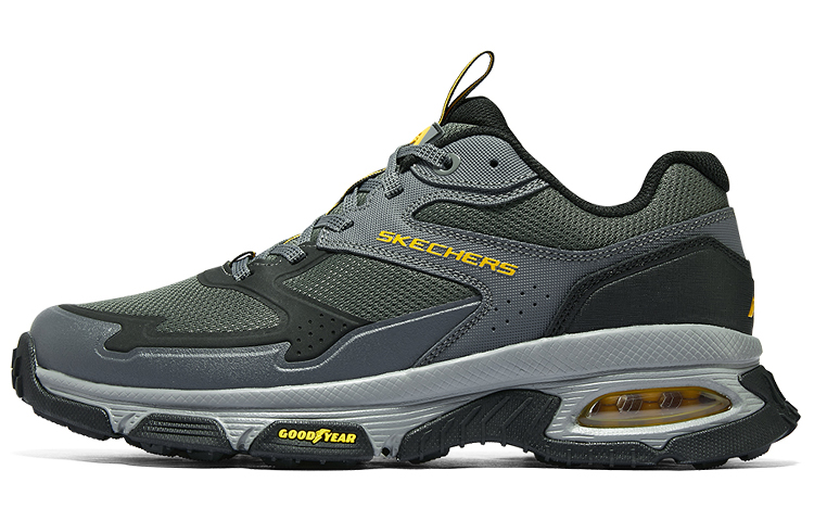 Skechers Cushioned Slip-Resistant Lightweight Low-Top Casual Shoes Men's Black Green