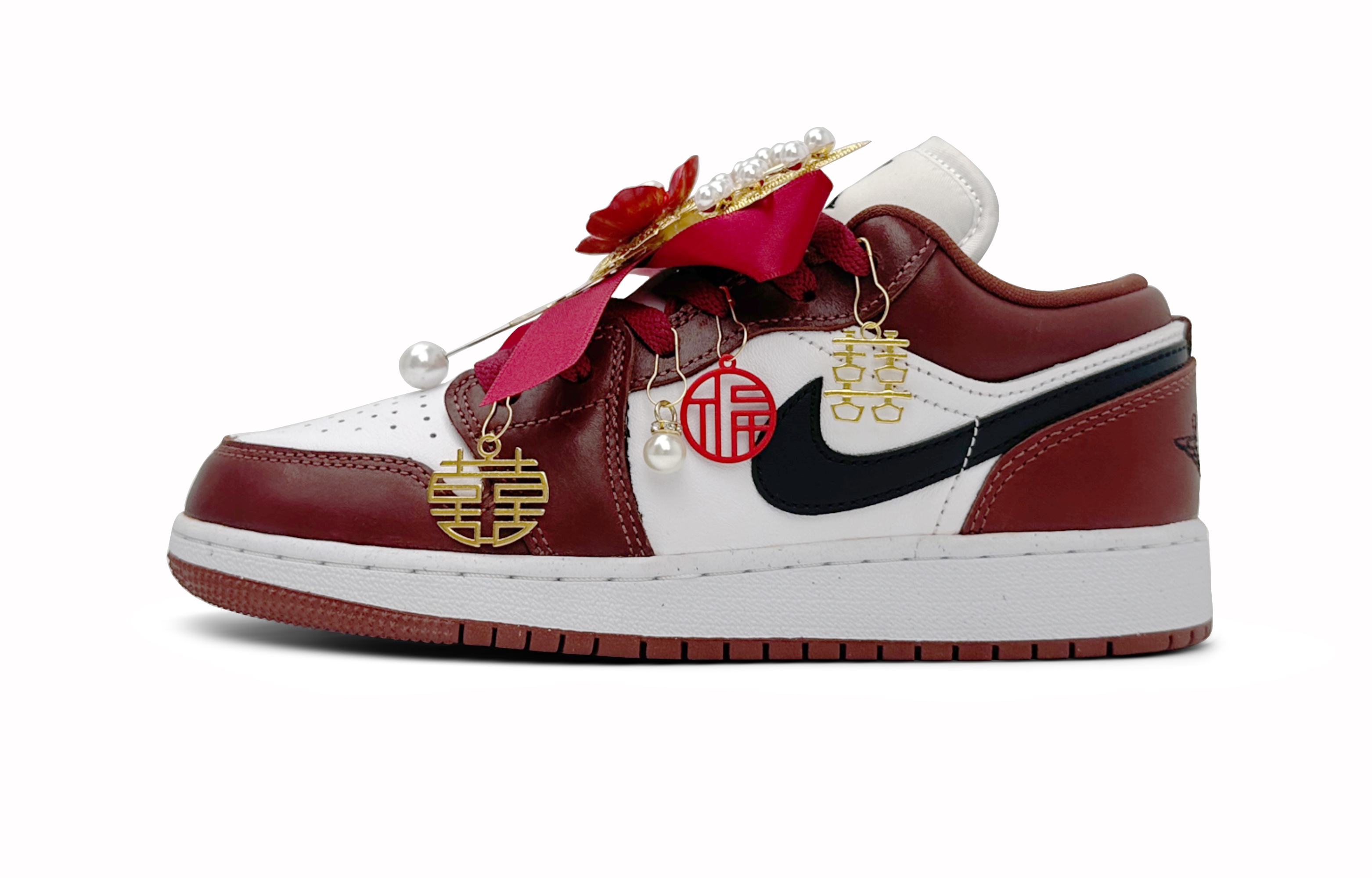 Jordan Air Jordan 1 Low top Vintage Basketball Shoes Unisex Red White