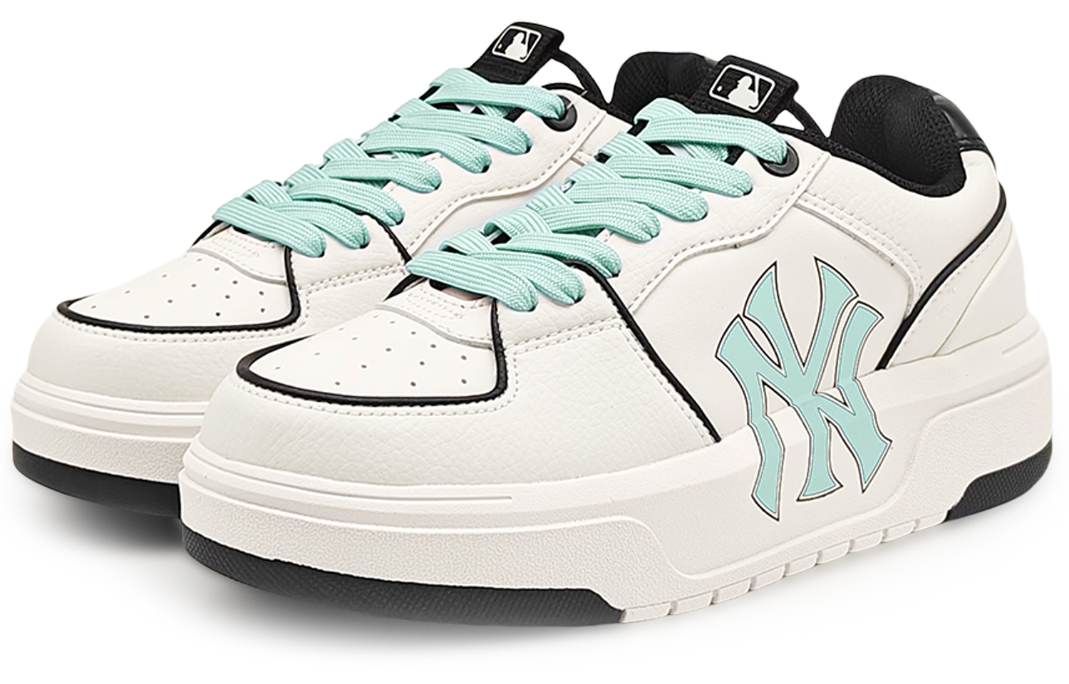 MLB Chunky Liner Abrasion Resistant Low Top Skateboard Shoes Unisex Black White Green