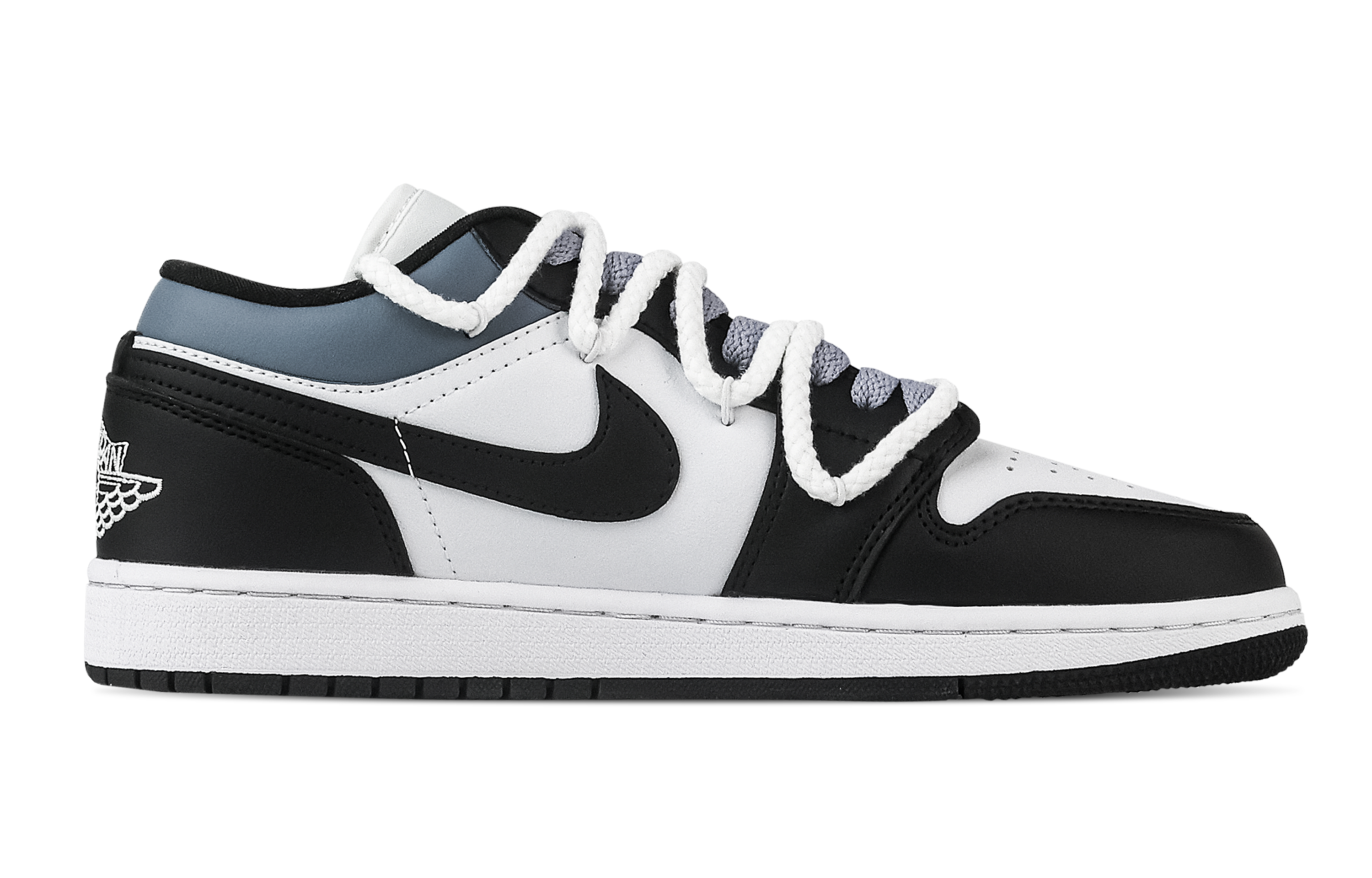 Jordan Air Jordan 1 Orchid Pattern Low top Vintage Basketball Shoes Unisex Black Blue