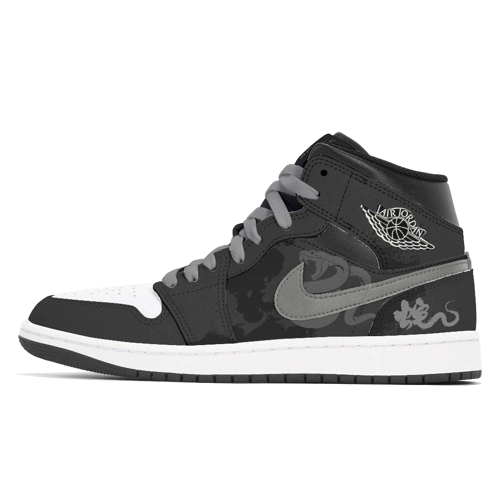 Jordan Air Jordan 1 Dust, Black Anaconda Abrasion Resistant Mid Top Vintage Basketball Shoes Men's Black
