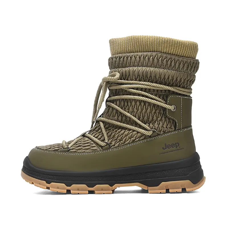 Jeep Warm Wear-Resistant Slip-Resistant Coverage Short Snow Boots Men's Army Green