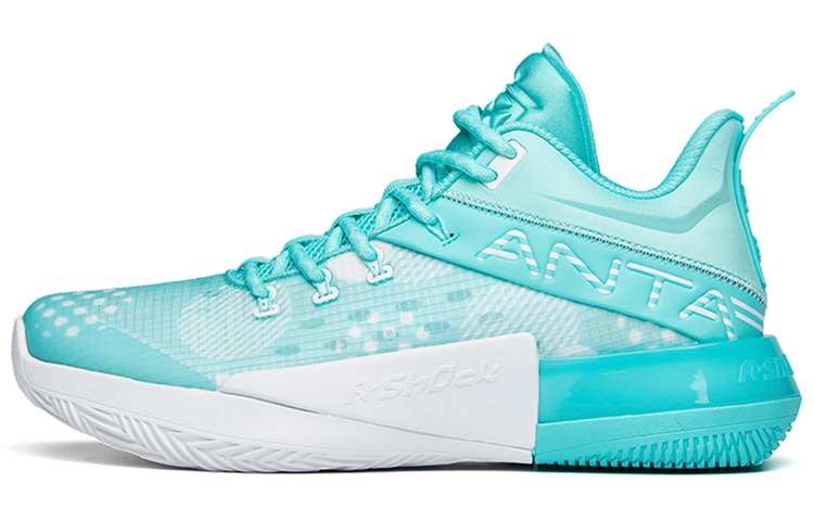 Anta Attack 2 Cushioning Anti-Slip And Wear-Resistant Coverage Mid-Top Basketball Shoes Men's Fluorescent Aqua Green